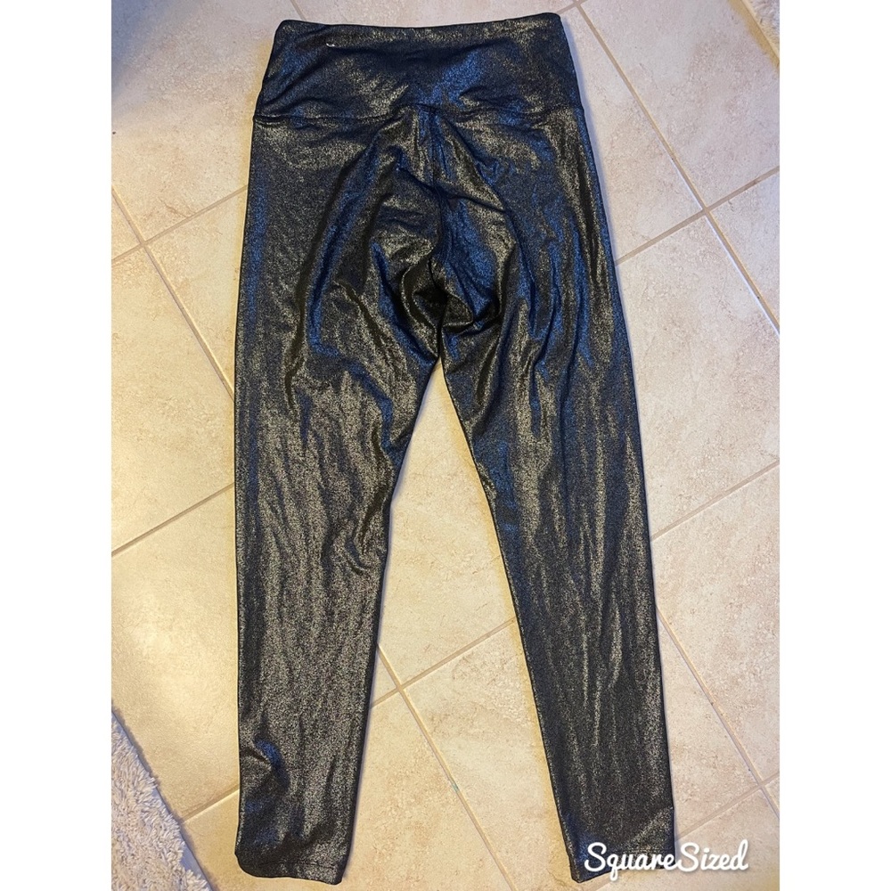 PINK Victoria Secret Shiny Black sparkle leggings large - Picture 6 of 6